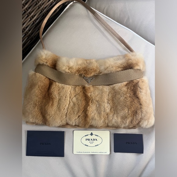 Prada Cream Mink Fur Shoulder Bag - Picture 6 of 11